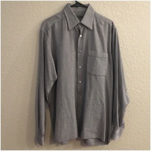 Zegna Grey Mini Herringbone Long Sleeve Shirt GUC